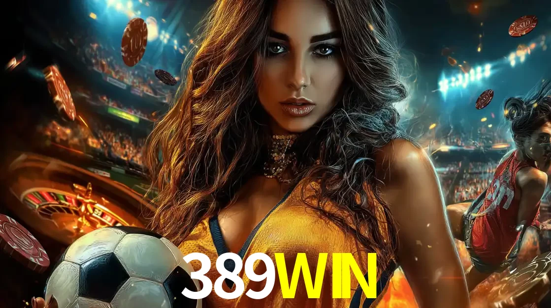 Mulher segurando uma bola de futebol em uma montagem que mistura a paixão esportiva com a emoção da roleta de cassino, tudo disponível na plataforma 389WIN.